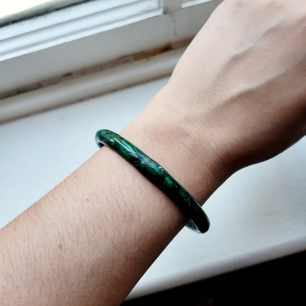 Vintage Classic Deep Green Tortoise Shell Bangle Bracelet